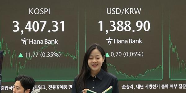 코스피 외국인 매수세에 사상 첫 3400선 돌파, 10거래일 연속 상승