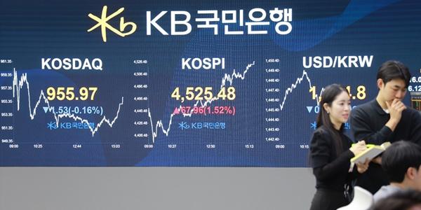 코스피 사상 첫 4500 돌파, '반도체 강세'에 사흘 연속 최고치 경신