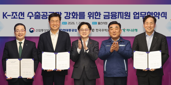 하나은행 HD현중·무보와 K조선 산업에 4천억 금융지원, 울산·경남서 시작