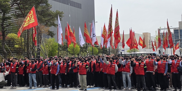 [현장] 삼성바이오로직스 총파업 전운, 노조 "인사문건 유출 해결 의지가 교섭 전제조건"