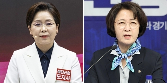 [6·3 판세/경기지사] '경기는 크다', 민주당 <a href='https://www.businesspost.co.kr/BP?command=article_view&num=351952' class='human_link' style='text-decoration:underline' target='_blank'>추미애</a> '대세론'에 국힘 양향자 반도체로 승부수