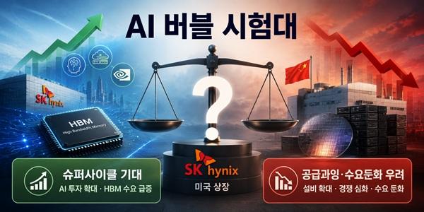 SK하이닉스 미국 상장은 'AI 버블' 판가름할 시험대, 메모리반도체 호황 지속에 회의론 커져