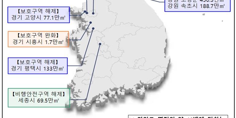 국방부 여의도 10배 군사시설보호구역 해제·완화, 고성·속초·평택·고양 포함 
