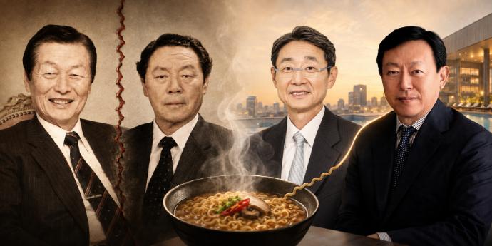 롯데·농심 창업주 시대 '라면 앙금'은 옛말, '사촌' 신동빈·신동원 시대 협업 확대일로