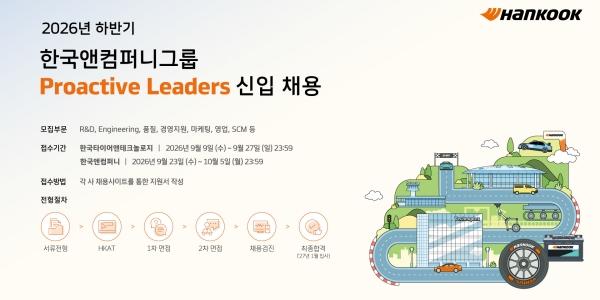 한국앤컴퍼니그룹 하반기 신입 채용, 한국타이어 27일까지 한국앤컴퍼니 10월5일까지 원서 접수