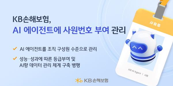 KB손해보험 'AI 에이전트'에 사원번호 부여, "AI도 일반 직원처럼 업무 관리"