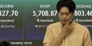 코스피 장중 외국인·기관 매도에 3%대 내려 5560선, 코스닥도 800선 깨져 
